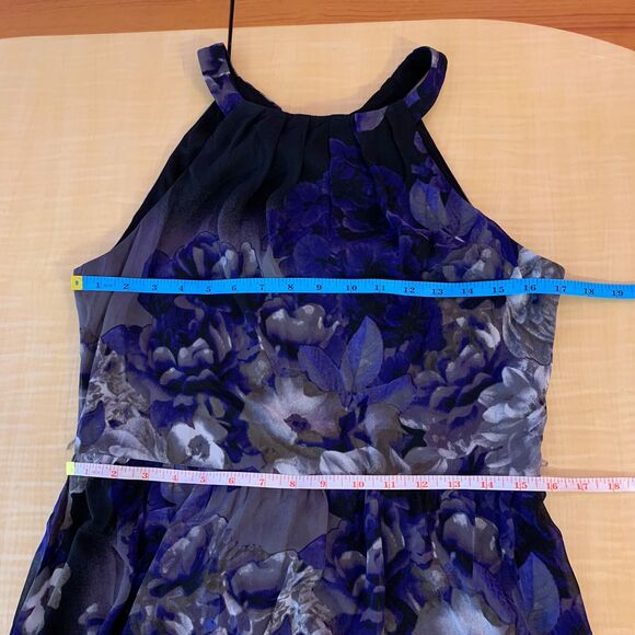 SL Fashions Dress Halter Maxi chiffon Floral Gown Wedding Party Classic Floral - Picture 15 of 16